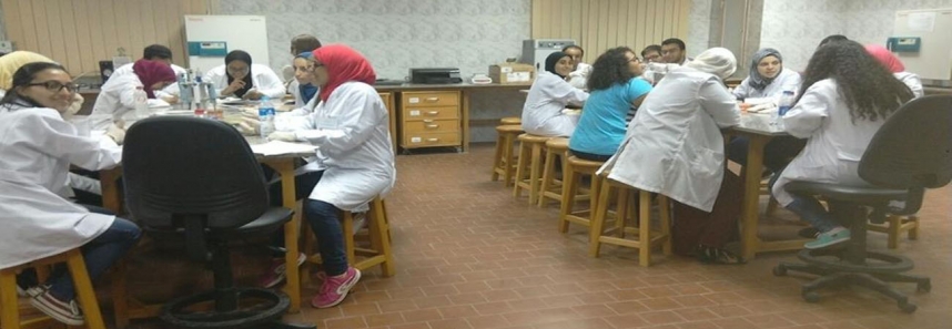 Biotechnology students at the Researches Complex of Cairo University