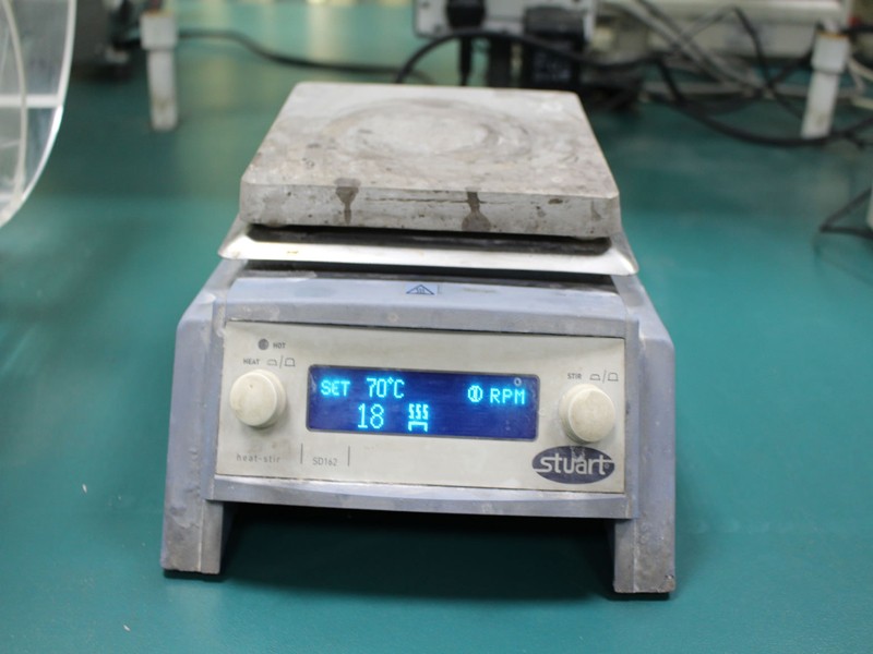 Hot plate & Magnetic stirrer: 
	- Mixing mobile phase 
	- Preparing mobile phase 
	- Preparing nanoparticles of drug by dissolving in suitable volatile solvent with continuous heating and stirring 
