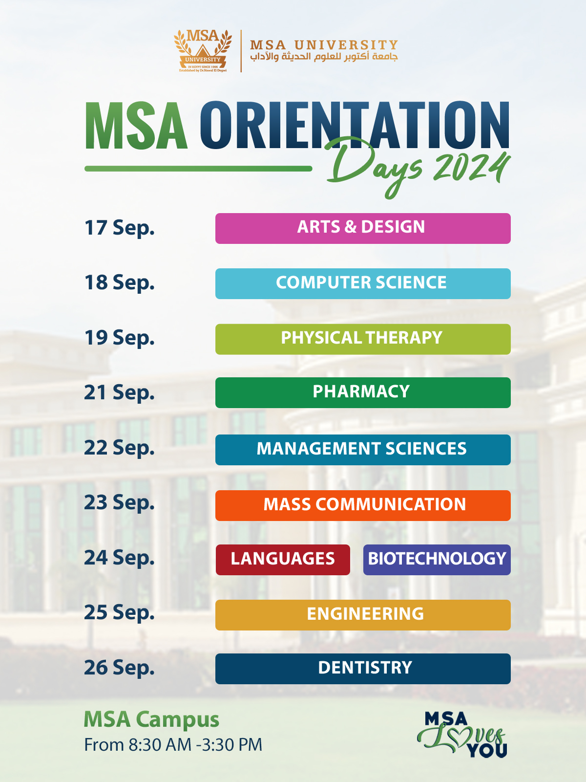 Orientation Days - Academic Year 2024 - 2025