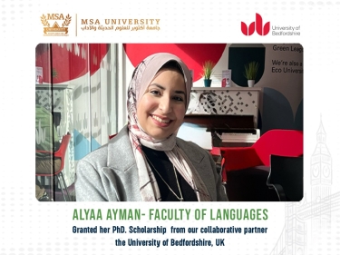 MSA University Honors Alyaa Ayman for Securing PhD Scholarship