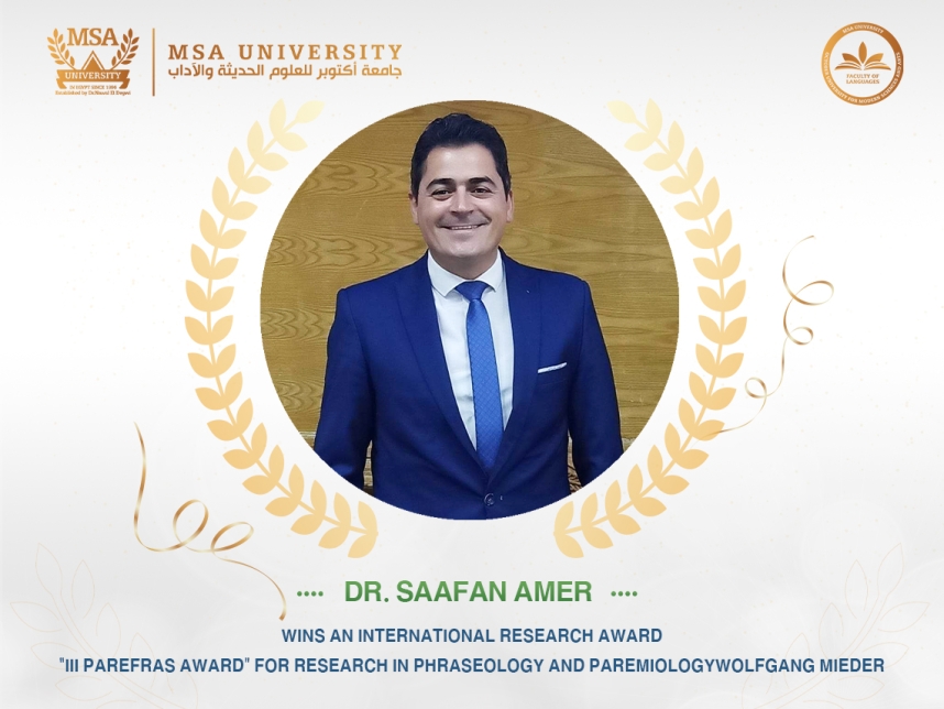 Celebrating Excellence: Dr. Saafan Amer Wins International Research Award