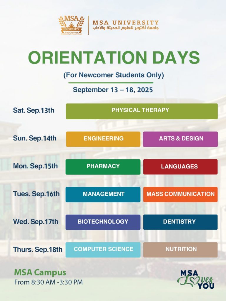 Orientation Days – Academic Year 2025 – 2026 – October University for ...