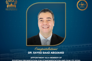 Congratulations to Dr. Sayed Saad Abozaied, Appointed as a Member of the committee in the Egyptian Organization for Standardization and Quality (EOS).